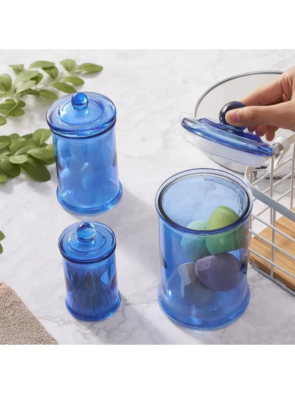 3PC Glass Apothecary Jars Set with Lids - Stylish Bathroom & Kitchen Storage